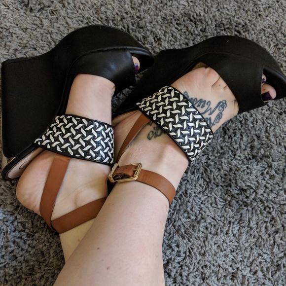 Jessica Simpson ankle strap color-block wedges - Picture 3 of 3